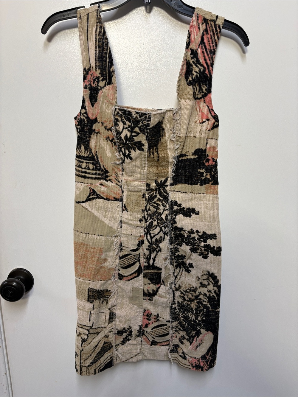 Textured Patchwork Mini Dress in Beige and Black